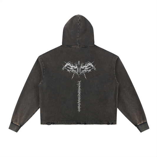 Back Bone Low Crop Hoodie ODMPOD
