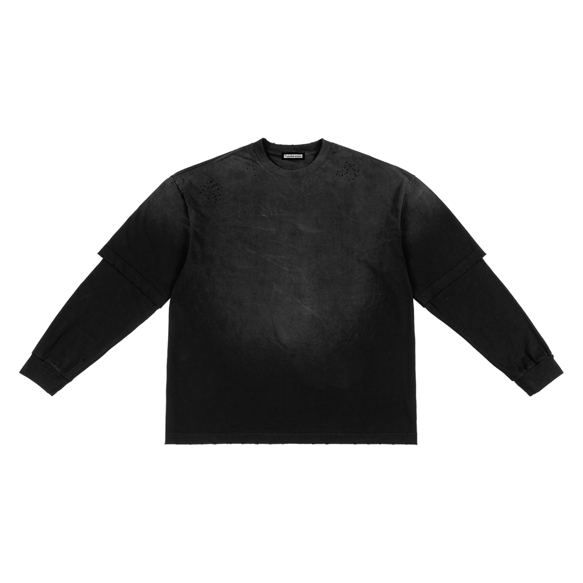 666 | Techno Sunfaded Hand-Frayed Two-Piece T-shirt | Rave Top ODMPOD