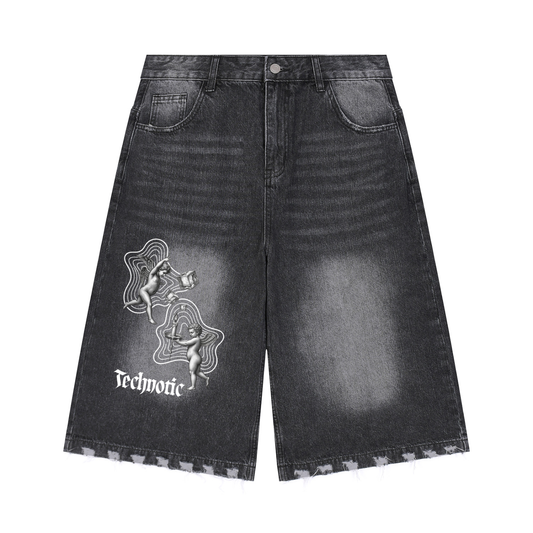 F*CK ICE BLCK DENIM SHORTS ODMPOD