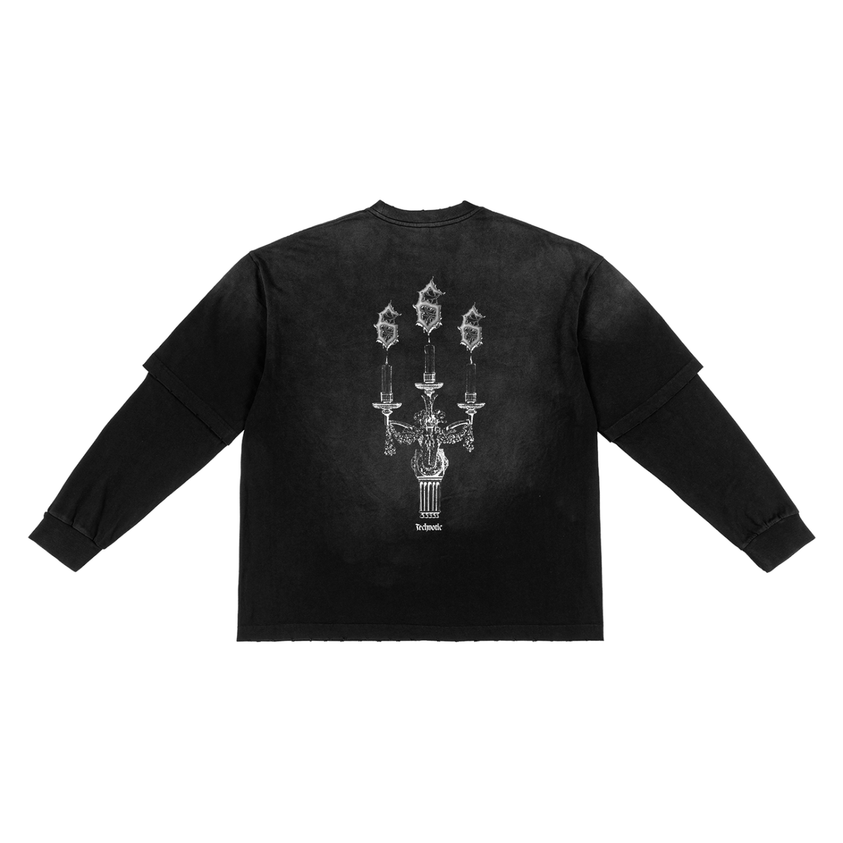 666 | Techno Sunfaded Hand-Frayed Two-Piece T-shirt | Rave Top ODMPOD